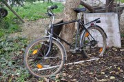 Dieses Fahrrad gibt´s gegen Selbstabholung abzugeben. Derzeit steht´s im Garten und rostet bei den Speichen ein wenig.